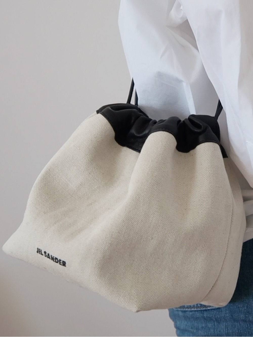 Jil Sander Leather-trimmed Canvas Bucket Bag